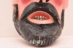 Vintage MEXICAN FOLK ART Carved WOOD DANCE MASK Veracruz Bearded Man Carnival