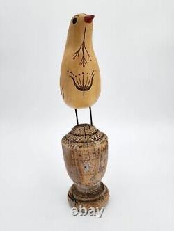 Vintage M. K. Manfred Scheel Wood Carved Pennsylvania DUTCH Style Folk Art Bird