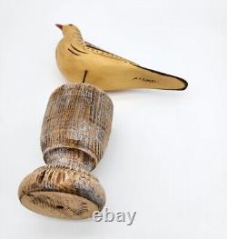Vintage M. K. Manfred Scheel Wood Carved Pennsylvania DUTCH Style Folk Art Bird