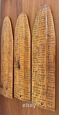 Vintage Maine Folk Outsider Art Hand Carved Hunter Trapper Skinning Boards