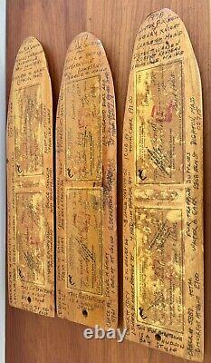 Vintage Maine Folk Outsider Art Hand Carved Hunter Trapper Skinning Boards