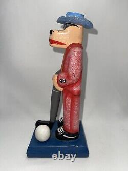 Vintage Markus Pierson Wood Coyote Golf Sculpture Lone Wolf Hand Carved Folk Art