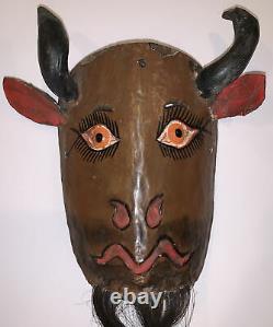 Vintage, Mexican Ceremonial Mask, The Devil, Hand Carved, Folk Art, Festival