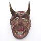 Vintage Mexican Diablo Mask Handmade Wood Carved Painted Wooden Wall Folk Art
