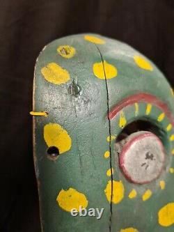 Vintage Mexican Festival Dance Mask Wood Carved Folk Art RARE Foreign Traders