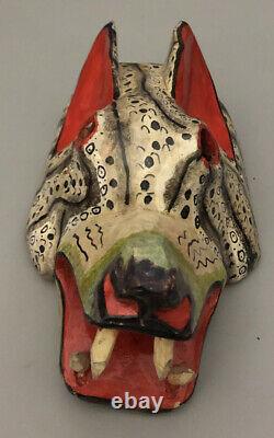 Vintage Mexican Festival Mask Wood Carved Folk Art RARE