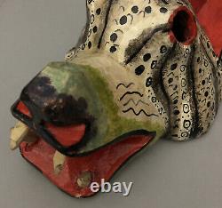 Vintage Mexican Festival Mask Wood Carved Folk Art RARE