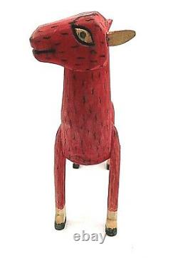 Vintage Mexican Folk Art Alebrije Wood Carving Animal Wooden Oaxacan Red Horse