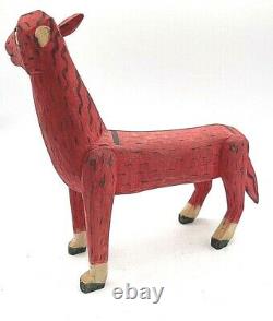 Vintage Mexican Folk Art Alebrije Wood Carving Animal Wooden Oaxacan Red Horse