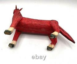 Vintage Mexican Folk Art Alebrije Wood Carving Animal Wooden Oaxacan Red Horse