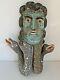 Vintage Mexican Folk Art Carved Wood Mask Woman With Snakes From Guerrero 1970's
