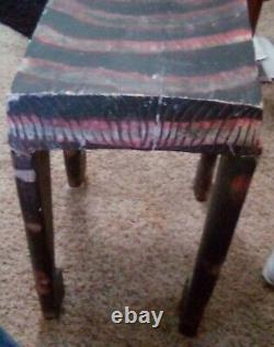 Vintage Mexican Folk Art Hand Carved & Painted Wooden Baboon BenchRARE