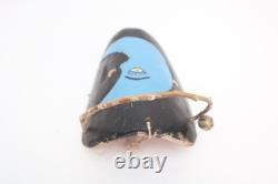 Vintage Mexican Mask Carved Painted Wood Blue Moon Face Mask Guerrero Folk Art