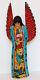 Vintage Mexican Oaxacan Folk Art Hand Carved Painted Wooden Angel 15 Tall