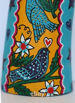 Vintage Mexican Oaxacan Folk Art Hand Carved Painted Wooden Angel 15 tall