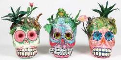 Vintage Mexican Papier-Mache Large Skull Set By Felipe Linares Folk Art