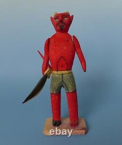 Vintage Mexican wood carved devil diablito Oaxaca 9 3/8 tall