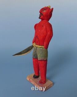 Vintage Mexican wood carved devil diablito Oaxaca 9 3/8 tall