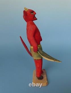 Vintage Mexican wood carved devil diablito Oaxaca 9 3/8 tall