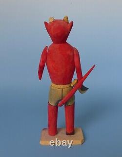 Vintage Mexican wood carved devil diablito Oaxaca 9 3/8 tall