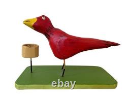 Vintage Murray Gallant Cape Breton Nova Scotia Folk Art Carved Wooden Red Bird