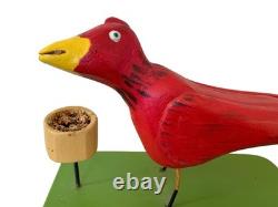 Vintage Murray Gallant Cape Breton Nova Scotia Folk Art Carved Wooden Red Bird