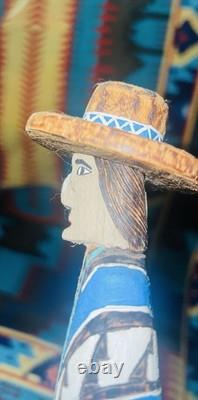 Vintage Navajo Folk Art Couple, Hand Carved & Painted Cottonwood, unsigned