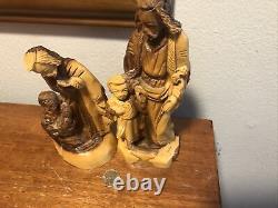 Vintage Nazareth Hand Carved Wood Figurine Jesus Wise Man Joseph Folk Art Christ