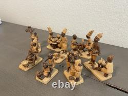 Vintage Nigerian Wood Carvings Figurines Folk Art 8 Pieces Hand Carved