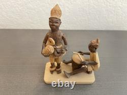 Vintage Nigerian Wood Carvings Figurines Folk Art 8 Pieces Hand Carved