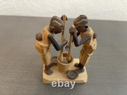 Vintage Nigerian Wood Carvings Figurines Folk Art 8 Pieces Hand Carved