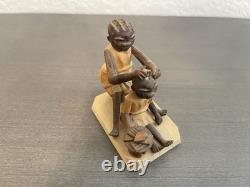 Vintage Nigerian Wood Carvings Figurines Folk Art 8 Pieces Hand Carved