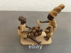 Vintage Nigerian Wood Carvings Figurines Folk Art 8 Pieces Hand Carved