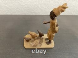 Vintage Nigerian Wood Carvings Figurines Folk Art 8 Pieces Hand Carved