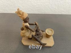 Vintage Nigerian Wood Carvings Figurines Folk Art 8 Pieces Hand Carved