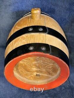 Vintage Oak Wood Folk Art Carved Barrel Keg Germany 9x7.5