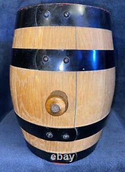 Vintage Oak Wood Folk Art Carved Barrel Keg Germany 9x7.5