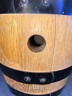 Vintage Oak Wood Folk Art Carved Barrel Keg Germany 9x7.5