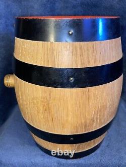 Vintage Oak Wood Folk Art Carved Barrel Keg Germany 9x7.5