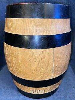 Vintage Oak Wood Folk Art Carved Barrel Keg Germany 9x7.5