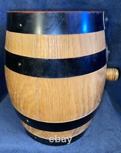 Vintage Oak Wood Folk Art Carved Barrel Keg Germany 9x7.5