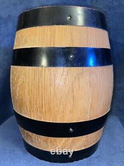 Vintage Oak Wood Folk Art Carved Barrel Keg Germany 9x7.5