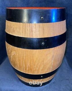 Vintage Oak Wood Folk Art Carved Barrel Keg Germany 9x7.5