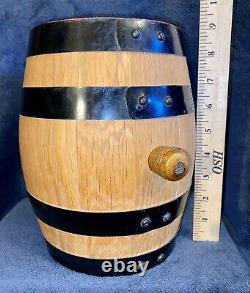 Vintage Oak Wood Folk Art Carved Barrel Keg Germany 9x7.5