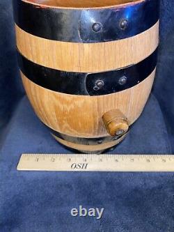 Vintage Oak Wood Folk Art Carved Barrel Keg Germany 9x7.5