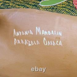 Vintage Oaxacan Alebrije Wood Carving of a Ram. Artist Signed Antonia Mandarain