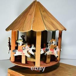 Vintage Oaxacan Wood Carousel Horses Cowboys Folk Art Merry-go-round-stunning