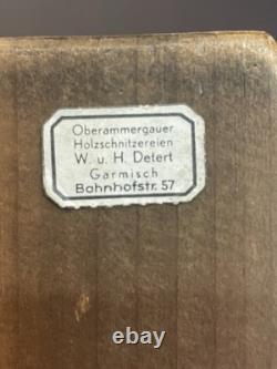 Vintage Oberammergau German Wood Carving Plaque Detert Garmisch Log Relief 17
