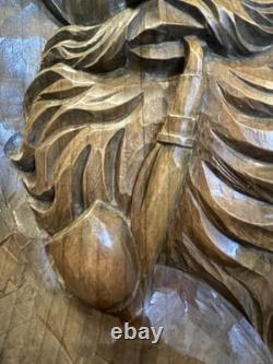 Vintage Oberammergau German Wood Carving Plaque Detert Garmisch Log Relief 17
