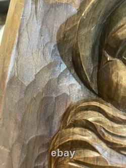 Vintage Oberammergau German Wood Carving Plaque Detert Garmisch Log Relief 17